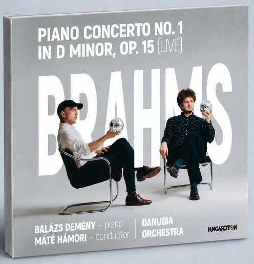 Brahms I. zongoraversenyének Hungaroton-lemezborítója: Demény Balázs, Danubia Zenekar, Hámori Máté